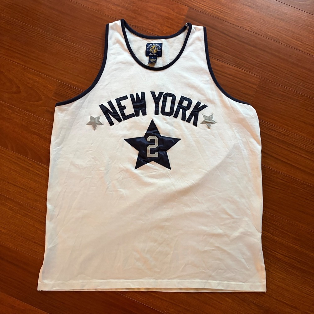 Steve & Barrys Mens Tank Top Large White New York Star Jersey Y2K Vintage 0737